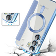 Etui z klapką do Samsung Galaxy S24 FE, RFID Wallet MagSafe z ochroną aparatu, niebieskie