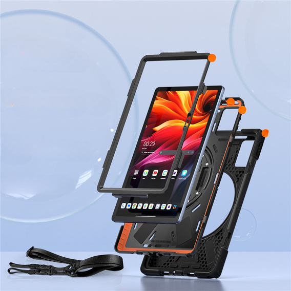 Pancerne etui do Lenovo Tab K11 Plus, z podstawką i paskiem na ramię – czarne