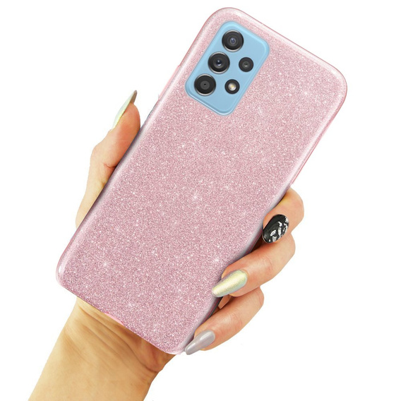 Zestaw Etui do Samsung Galaxy A33 5G, Glitter Case, Różowe rose gold + Szkło