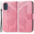 Etui z klapką do Motorola Moto E32 4G, Butterfly, różowe