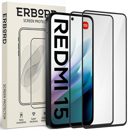 2x Szkło Hartowane do Xiaomi Redmi 15 5G / 4G, ERBORD 3D pełne, szybka na cały ekran