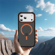 Etui pancerne do iPhone 17 Pro Max, Matt Case, do MagSafe, matowe z pomarańczową ramką