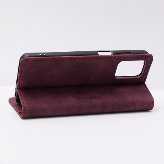 Etui do Motorola Moto E13 4G, ERBORD Vintage portfel z klapką, czerwone