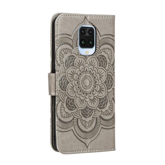 Etui z klapką do Xiaomi Redmi Note 9s/ 9 Pro, Mandala, szare