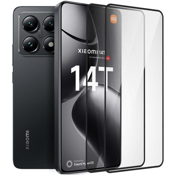 2x Szkło Hartowane do Xiaomi 14T / 14T Pro, ERBORD 3D pełne, szybka na cały ekran