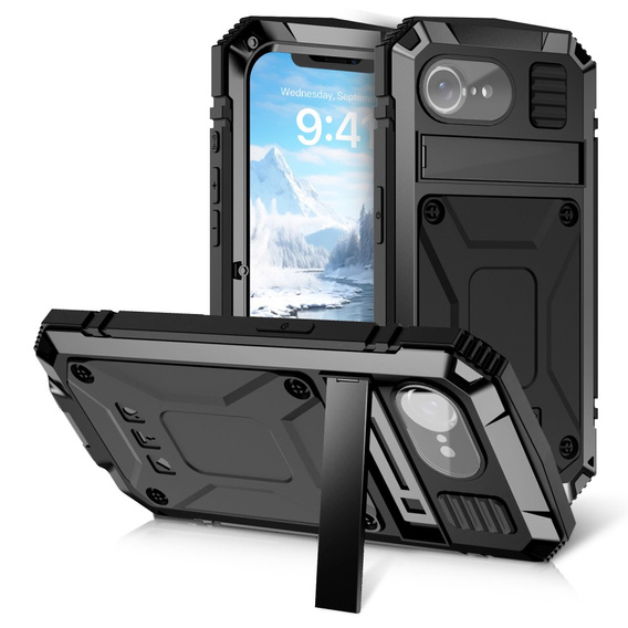 Etui pancerne do iPhone 16E, R-JUST, czarne