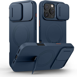 SURITCH etui ochronne do iPhone 16 Pro Max, z osłoną kamery i podstawką - niebieskie