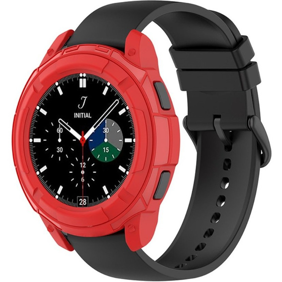 Etui z nakładką bezel ring do Samsung Galaxy Watch4 Classic 46mm, Czerwone