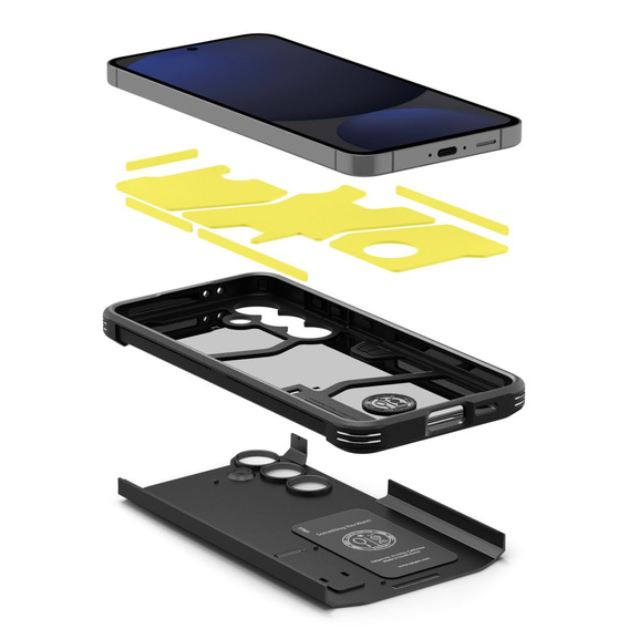 Etui Spigen do Samsung Galaxy S24 FE, Tough Armor, czarne + Szkło Hartowane 9H