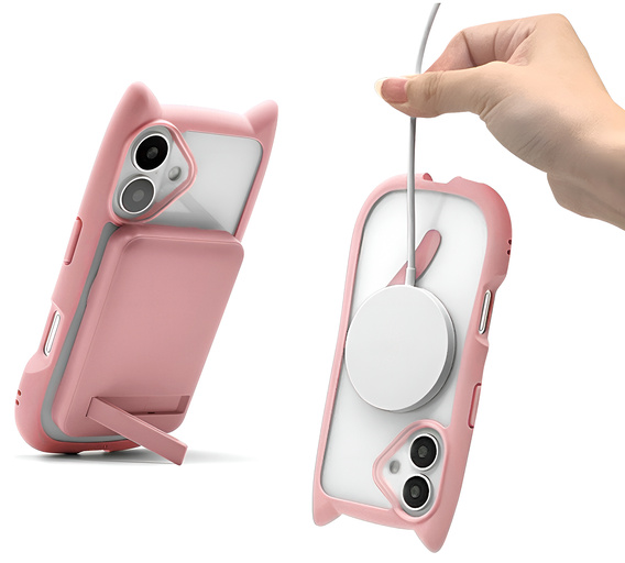 Etui do iPhone 16, do MagSafe, Cute Cat, różowe + Szkło na ekran