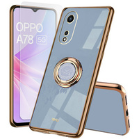 Zestaw Etui do Oppo A78 5G, Electro Ring, Niebieskie + szkło