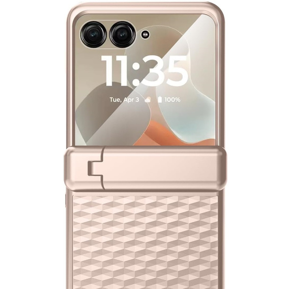 Etui do Motorola Razr 60 Ultra, PC Kickstand Case, ze szkłem, złote
