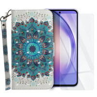 Zestaw Etui do Samsung Galaxy A54 5G, portfel z klapką, Mandala + szkło