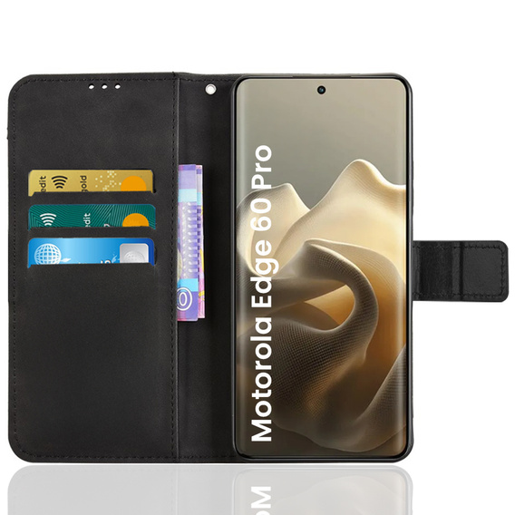 Stylowe etui z klapką do Motorola Edge 60 Pro, Crazy Horse Wallet - czarne