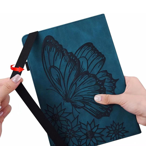 Etui do Samsung Galaxy Tab S10 Lite / S10 FE / S9 FE, Wallet Pen Slot, butterflies, Niebieskie