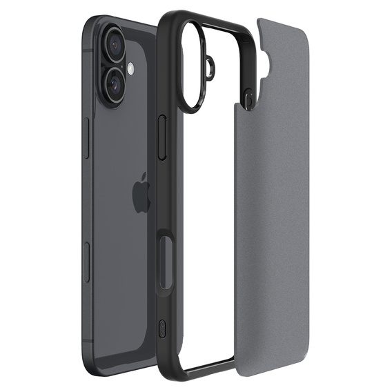 Etui Spigen do iPhone 16, Ultra Hybrid, czarne + Szkło hartowane