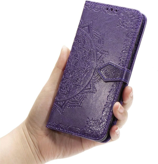 Etui z klapką do Samsung Galaxy M55 5G, Mandala, fioletowe