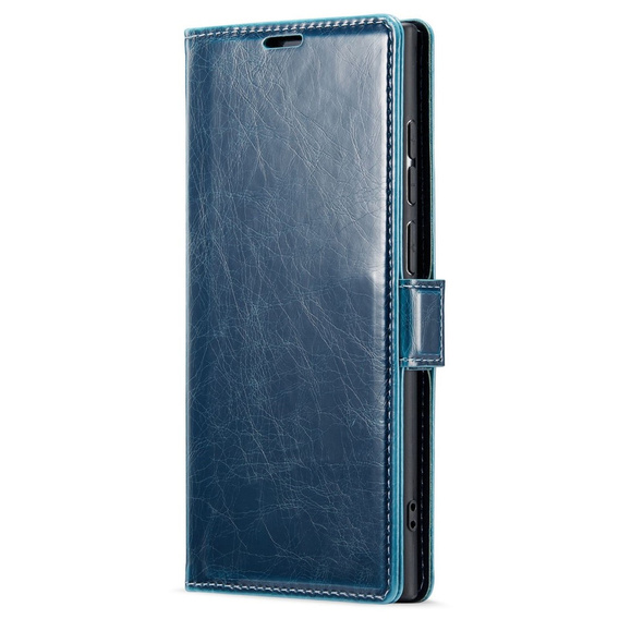 Etui z klapką do Samsung Galaxy S23 Ultra, ERBORD Waxy Wallet, niebieskie