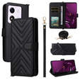 Etui z klapką do Xiaomi Poco M7 Pro 5G, Crossbody Leather Wallet, czarne