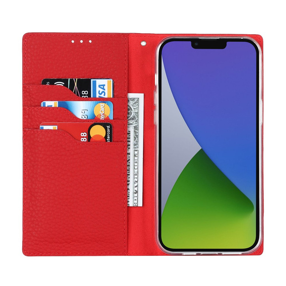 Etui z klapką do iPhone 15, Litchi Skin Grain, czarne