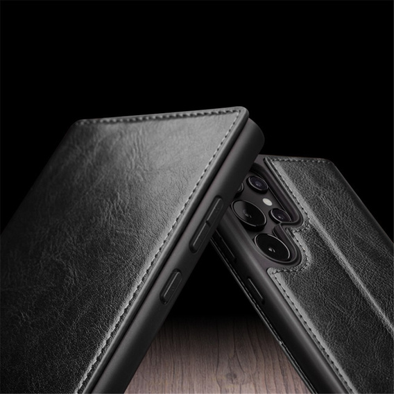 Etui z klapką do Samsung Galaxy S24 Ultra, QIALINO Leather Wallet, czarne