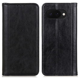 Etui z klapką do Google Pixel 9A, Split Leather, czarne