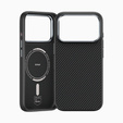 Etui BENKS Kevlar Armor PRO do iPhone 17 Pro, Carbon Fiber 600D A069, do MagSafe, aktywny przycisk – czarne