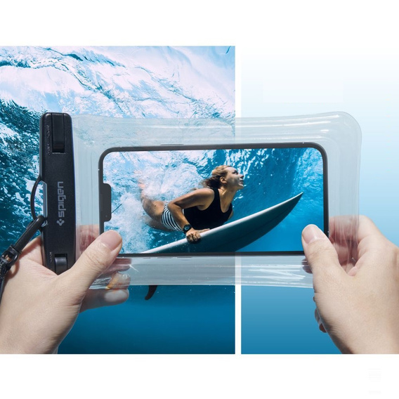 Wodoszczelne przezroczyste i unoszące się na wodzie etui Spigen A610 Universal Waterproof Float Case