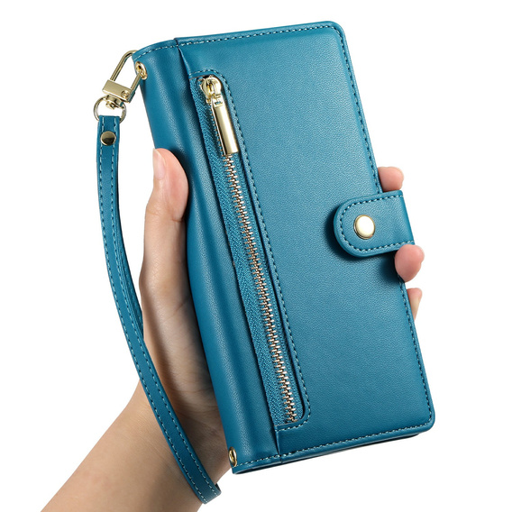 Etui z klapką do Xiaomi Redmi Note 15 Pro 5G, Wallet Zipper Pocket, niebieskie