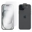 2x Szkło + szybka na aparat czarna do iPhone 15 Plus, ERBORD Hartowane 9H