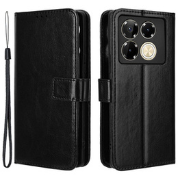 Etui z klapką do Infinix Note 40 Pro, Crazy Horse Wallet, czarne