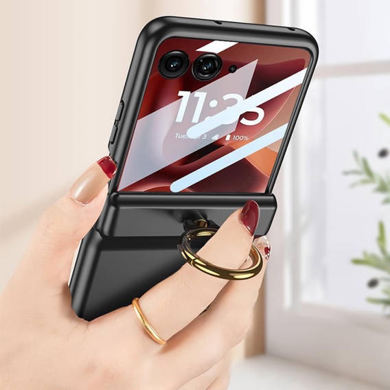 Etui GKK z podstawką i ochroną zawiasu do Motorola Razr 60 Ultra 5G – czarne
