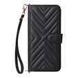Etui z klapką do Xiaomi Poco F7 Pro, Crossbody Leather Wallet, czarne