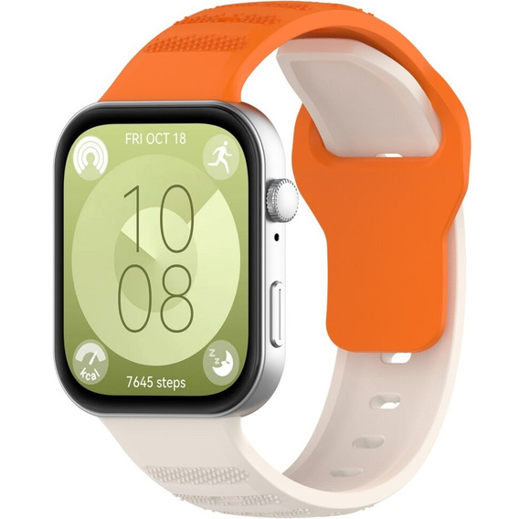 Pasek Silikonowy do Huawei Watch Fit 4 / 4 Pro / 3, Beżowy / Pomarańczowy