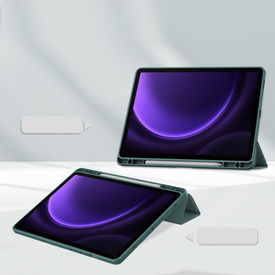 Etui do Samsung Galaxy Tab S9 FE / S10 FE, Smartcase Hybrid, z miejscem na rysik, ciemnozielone