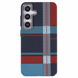 Etui do Samsung Galaxy S25, Carbon Fiber MagSafe, niebieskie / czerwone