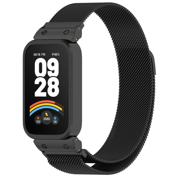 Bransoleta Milanese do Xiaomi Smart Band 9 Active / Xiaomi Redmi Band 3, Czarna