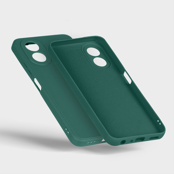 Etui cienkie do Oppo A18 4G / A38 4G, Slim Matowe, ciemnozielone + szkło 9H