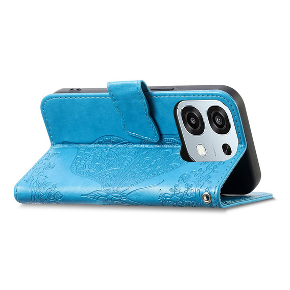 Etui z klapką do Oppo A6 Pro 5G, Butterfly, niebieskie