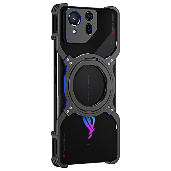 Etui do ASUS ROG Phone 8 5G / 8 Pro 5G, Kickstand Bumper, z osłoną obiektywu, do MagSafe, czarne / niebieskie