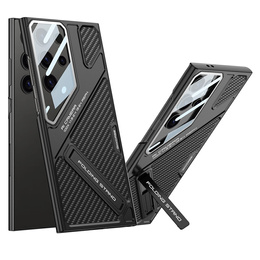 Etui do Samsung Galaxy S25 Ultra Mecha Style z podstawką, karbon - czarne