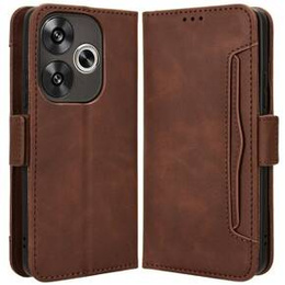 Etui z klapką do Xiaomi Poco F6, Card Slot, brązowe