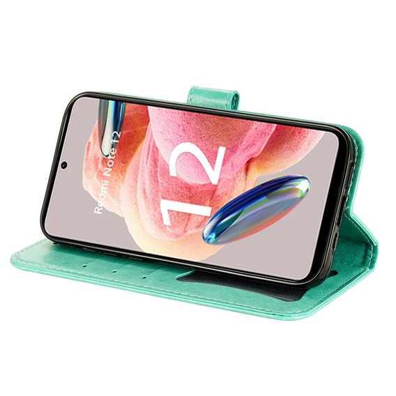 Etui z klapką do Xiaomi Redmi Note 12 4G, Mandala Flower, zielone
