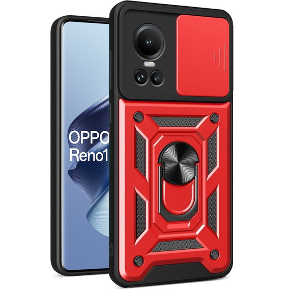 Etui pancerne do Oppo Reno 10 / 10 Pro, CamShield Slide, czerwone