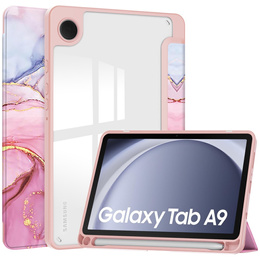 Stylowe etui do Samsung Galaxy Tab A9 – Smartcase Hybrid Marble różowe