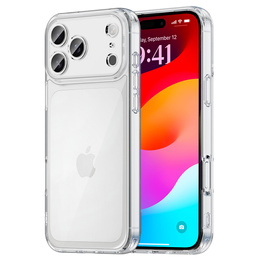 Etui do iPhone 17 Pro Max, silikonowe z twardym tyłem, przezroczyste