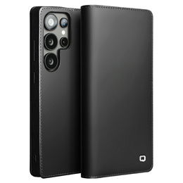 Etui QIALINO do Samsung Galaxy S25 Ultra z klapką, kieszenią na karty i podstawką – czarne
