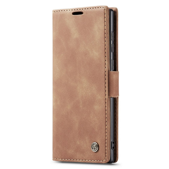 Etui CASEME do Samsung Galaxy S22 Ultra, Leather Wallet Case, brązowe