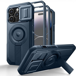 Etui Dexnor do iPhone 14 Pro – magnetyczne, z przesuwaną osłoną aparatu - niebieskie