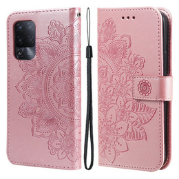 Etui z klapką do Oppo Reno5 Z / A94 / A95 5G, Mandala, różowe rose gold